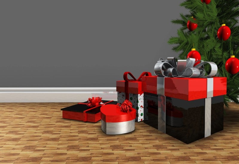 Christmas tree & wrapped gifts highlight holiday storage unit solutions in Mountain View, CA.