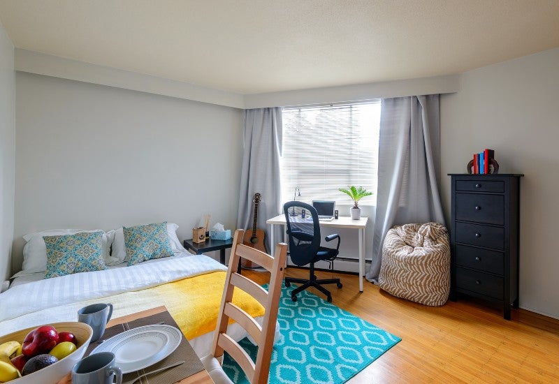 Compact room with a desk shows space-saving storage for an efficient organization in Mountain View