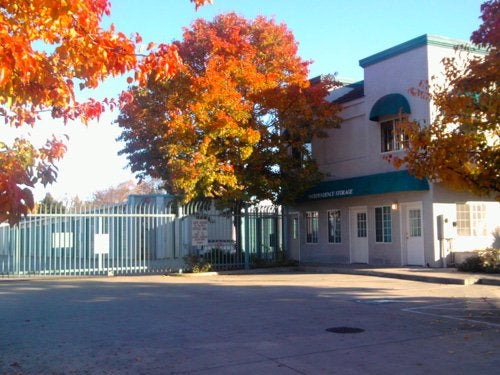 Trees with Red leaves around Storage facility in Mountain View, CA